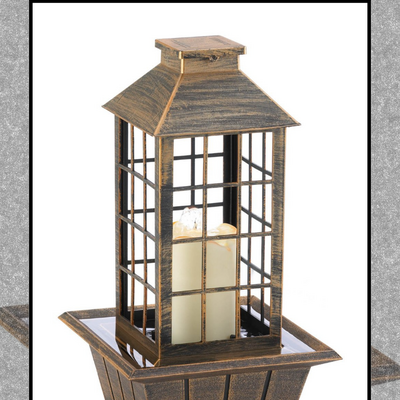 Bronzed lantern tabletop fountain
