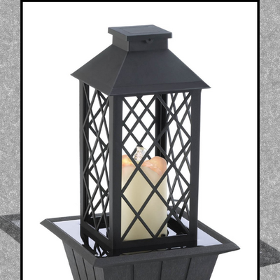 Black lantern tabletop fountain