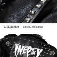  Chain & Metal Rivet Studded Black Biker Coat - Thumbnail 1