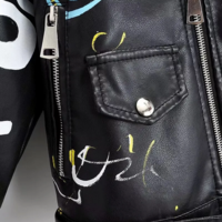 Graffiti Soft Punk PU Leather Jacket - Thumbnail 6