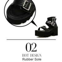 Black Platform Ankle Strap Sandals - Thumbnail 1