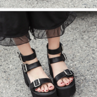 Black Platform Ankle Strap Sandals - Thumbnail 3