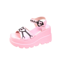 Women’s Platform Sandals with Metal Chain Decoration - Thumbnail 3