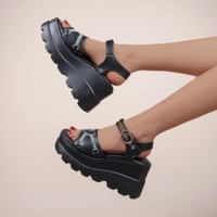 Women’s Platform Sandals with Metal Chain Decoration - Thumbnail 2