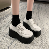 Black Platform Shoes with Buckle Straps  - Thumbnail 4