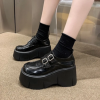 Black Platform Shoes with Buckle Straps  - Thumbnail 2