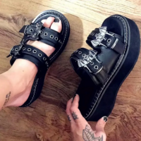 Gothic Black Vampire Bat Sandals - Thumbnail 1