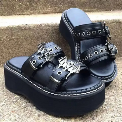 Gothic Black Vampire Bat Sandals