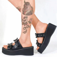Gothic Black Vampire Bat Sandals - Thumbnail 3