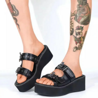 Gothic Black Vampire Bat Sandals - Thumbnail 2