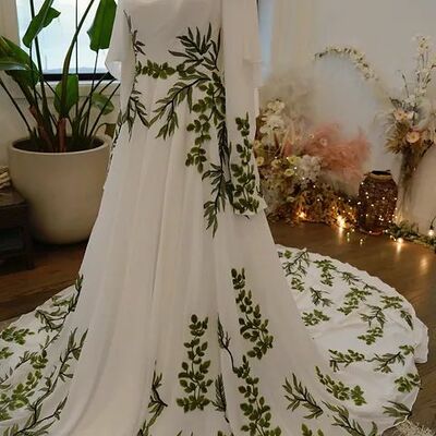 Elegant wildflowers a line beach boho wedding dress bridal gown wedding gown