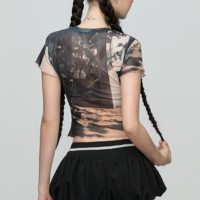 Y2K Bowknot Bunny Rabbit Mesh Top - Thumbnail 6