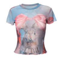 Y2K Bowknot Bunny Rabbit Mesh Top - Thumbnail 3