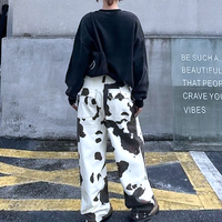 MID RISE COW PRINT WIDE LEG JEANS  - Thumbnail 3