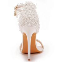 White Lace Tassel Wedding Sandals - Thumbnail 1