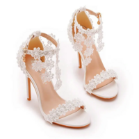 White Lace Tassel Wedding Sandals - Thumbnail 3