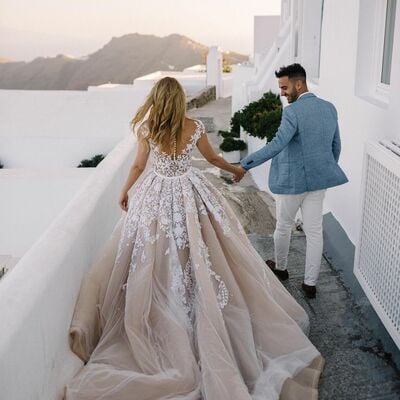 Champagne wedding gown wedding dress, appliques tulle wedding gown bridal dress