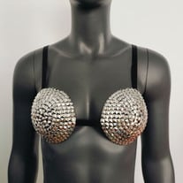 Silver Gothic Punk Rock Bra Top for Women,Burning Man Bra Top