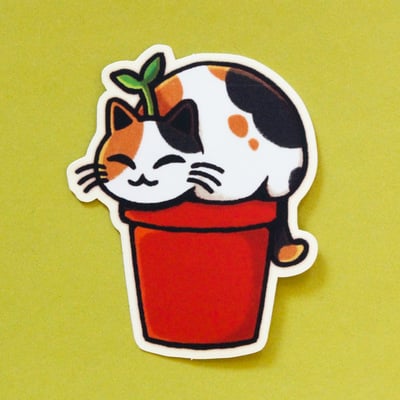 Cat sprout 2.36" matte sticker