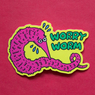 Worry worm 3'' matte sticker