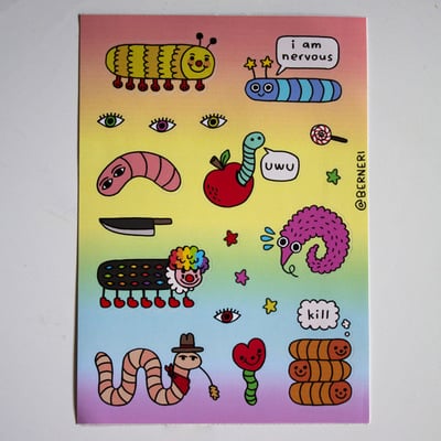 Worm family 6'' sticker sheet