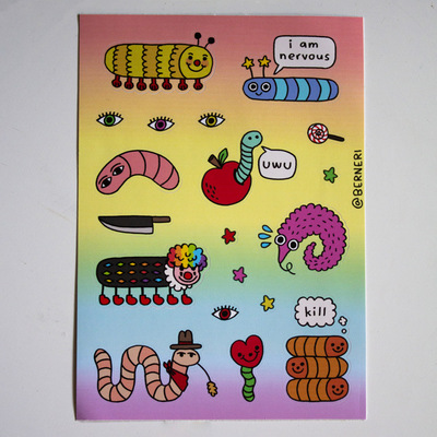Worm family 6'' Sticker Sheet