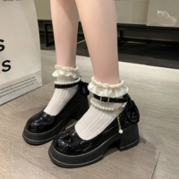 High Heels Pearl Buckle Mary Jane Shoes - Thumbnail 2