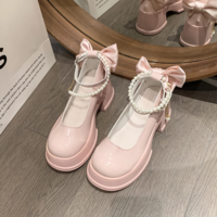 High Heels Pearl Buckle Mary Jane Shoes - Thumbnail 1