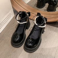 High Heels Pearl Buckle Mary Jane Shoes - Thumbnail 3