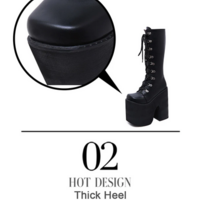Black Women's Y2K Knee-High Platform Boots  - Thumbnail 3