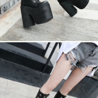 Black Women's Y2K Knee-High Platform Boots  - Thumbnail 1