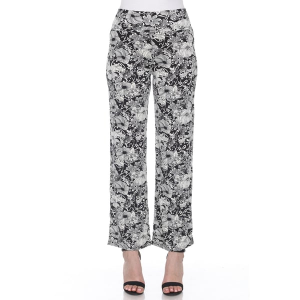 White Mark Women's Floral Paisley Palazzo Pants
