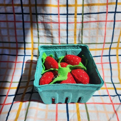 Felt strawberry keychain