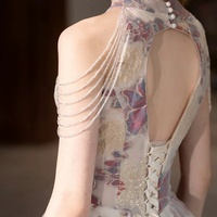 Beautiful Floral Print Long Prom Dress, A-Line Halter Evening Party Dress - Thumbnail 5