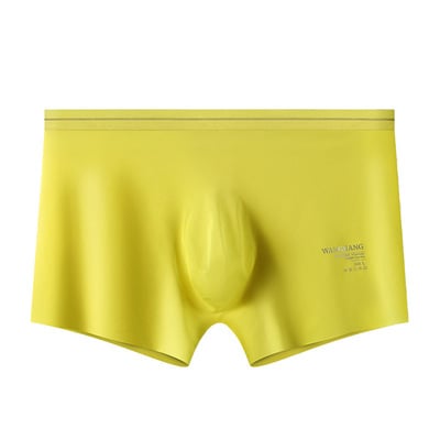 3pk men's sexy underwear lingerie translucent quick-dry pouch boxer briefs yellow 3058pj