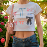 Colored Bow Printed Top - Thumbnail 2