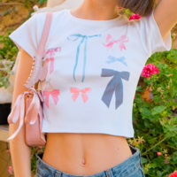 Colored Bow Printed Top - Thumbnail 1