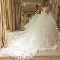 Ball Gown Wedding Gown Wedding Dress, Appliques with Butterflies Tulle Wedding Gown Bridal Dress - Thumbnail 1