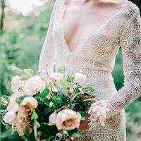 Boho Lace Wedding Dress, Bohemian Bridal Gown Wedding Gown - Thumbnail 1