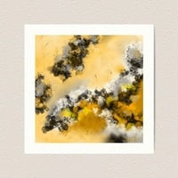 Ambience - Yellow Black White Gray Abstract Art Print - Thumbnail 2