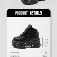  Black Platform Women's Punk Gothic Sneakers - Thumbnail 4
