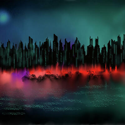 The wicked city digital cityscape art print