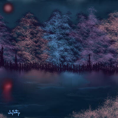 Midnight forest art print