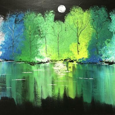 The neon lake art print