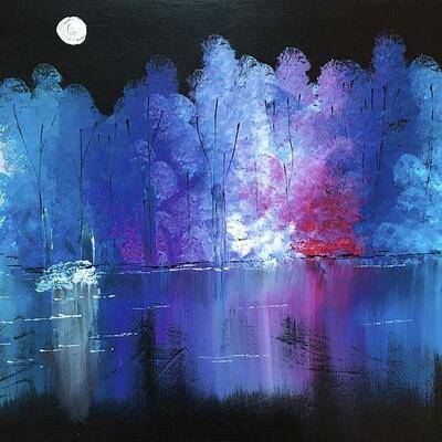 Night at the lake art print