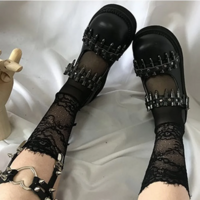 Black Thick Sole Bullet Rivet Pumps - Thumbnail 2