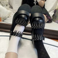 Black Thick Sole Bullet Rivet Pumps - Thumbnail 5