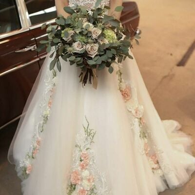 3d handmade flowers ball gown tulle wedding dress bridal gown wedding gown