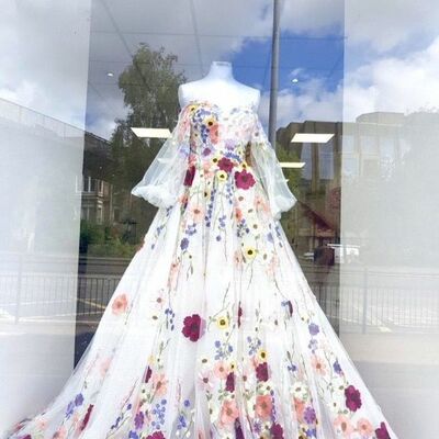 Floral wedding dress, flowers bridal gown wedding gown