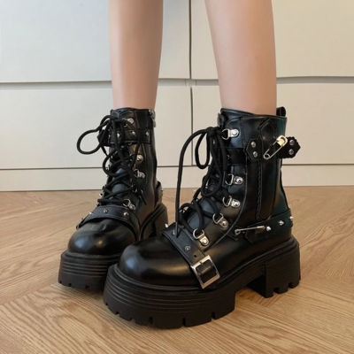 Gothic Women's Rivet Chain Short Boots
